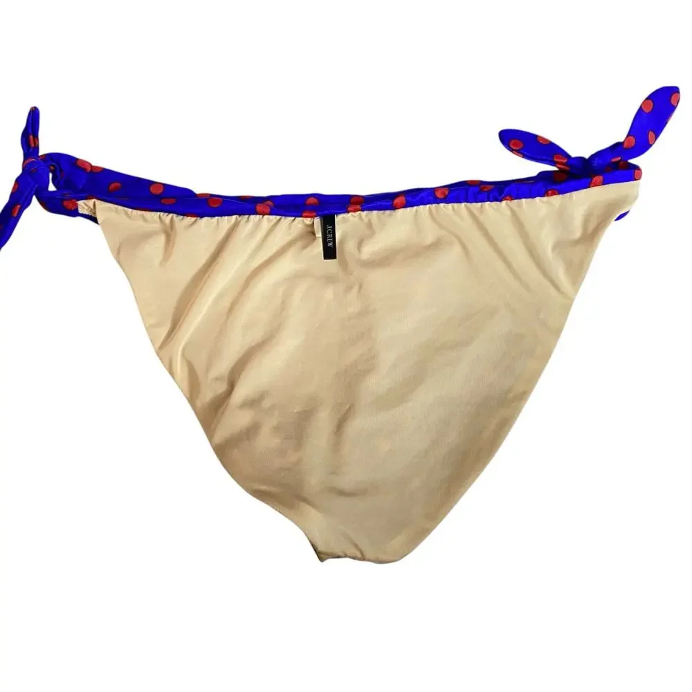 J. Crew Strapless Bandeau Bikini Top & String Bottom Blue Polka Dot Small 32D - Picture 13 of 16